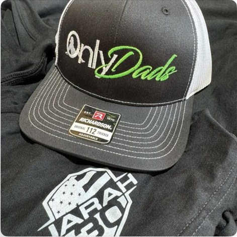 OnlyDads black hat with green embroidered lettering