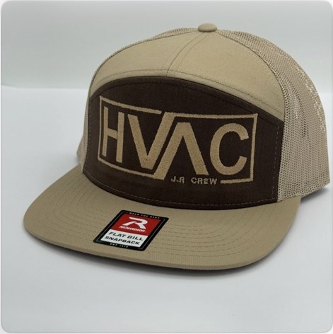 HVAC branded brown tan flatbill hat